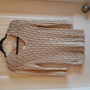 Ann Taylor LOFT Oatmeal Crochet Top